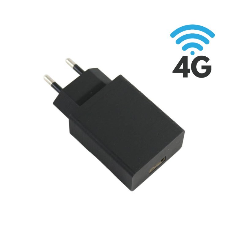 Mriya 4G GSM Bug in a functional 5V/2A Travel Adapter